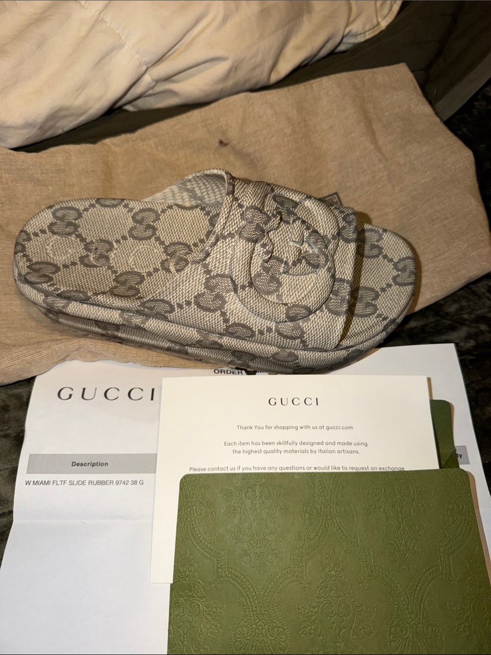 Women GUCCI wedge slides size 38